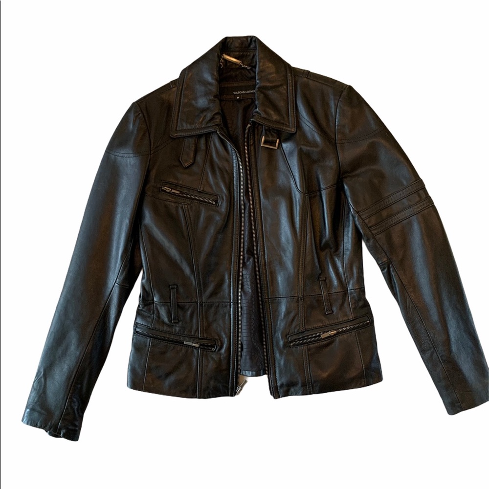 Wilsons Genuine Leather Moto Jacket Black Medium